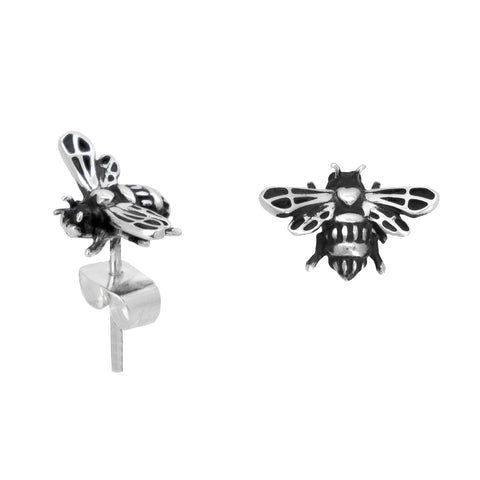 Aretes de abeja acabado oxidado en plata .925