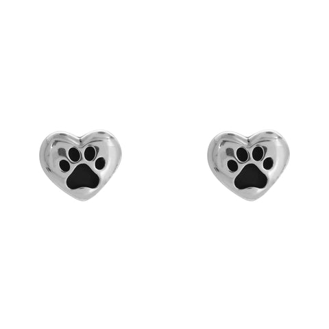 Aretes corazon bombeado con huella en plata