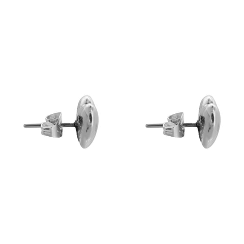 Aretes corazon bombeado con huella en plata