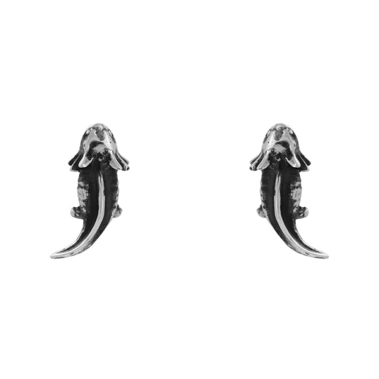 Arete diseño ajolote en plata de ley