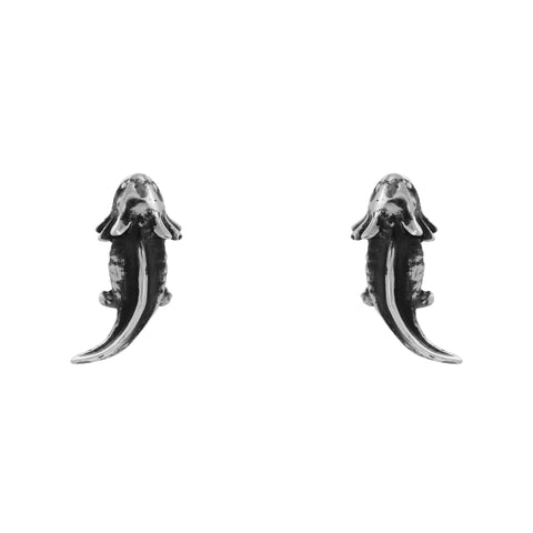 Arete diseño ajolote en plata de ley
