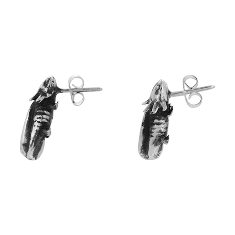 Arete diseño ajolote en plata de ley
