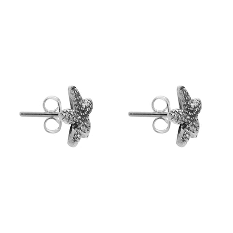 Aretes estrellita de mar en plata de ley acabado oxidado