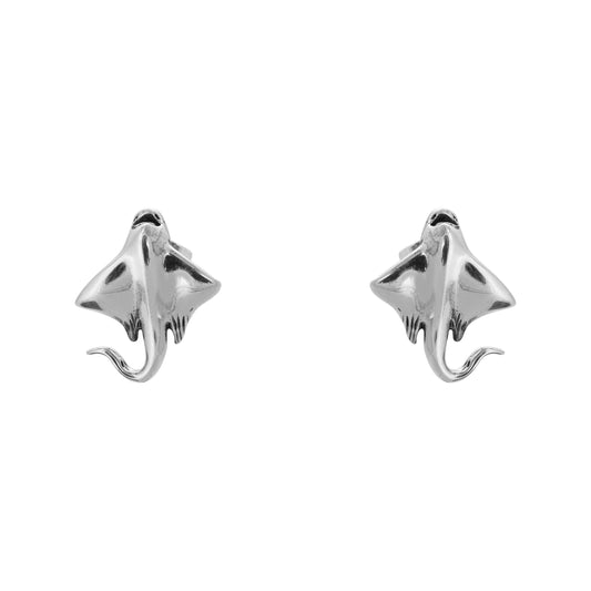 Aretes mantaraya en plata de ley liso