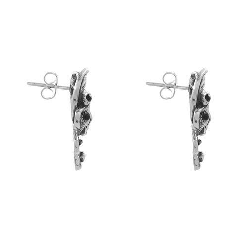 Aretes pulpo mini oxidado en plata de ley