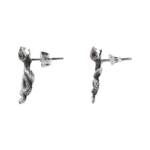 Aretes serpiente mini oxidado en plata de ley
