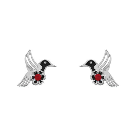 Aretes de Colibrí con piedra zafiro en plata de ley .925