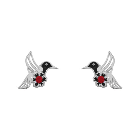 Aretes de Colibrí con piedra zafiro en plata de ley .925