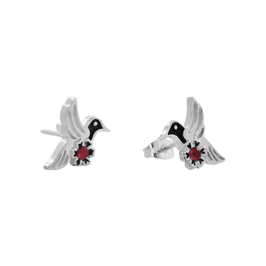 Aretes de Colibrí con piedra zafiro en plata de ley .925
