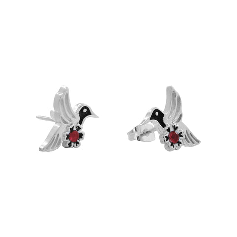 Aretes de Colibrí con piedra zafiro en plata de ley .925
