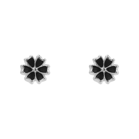 Aretes de flor oxidada en plata de ley .925