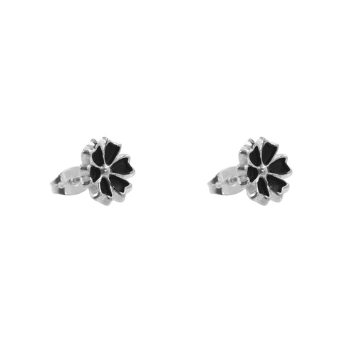 Aretes de flor oxidada en plata de ley .925