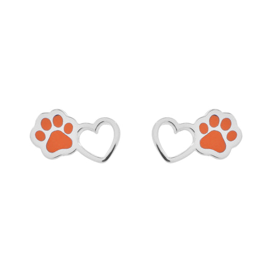 Aretes de huella naranja en plata de ley .925