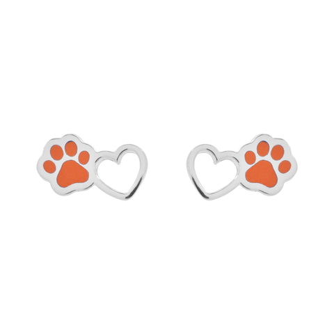 Aretes de huella naranja en plata de ley .925