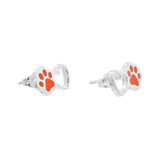 Aretes de huella naranja en plata de ley .925