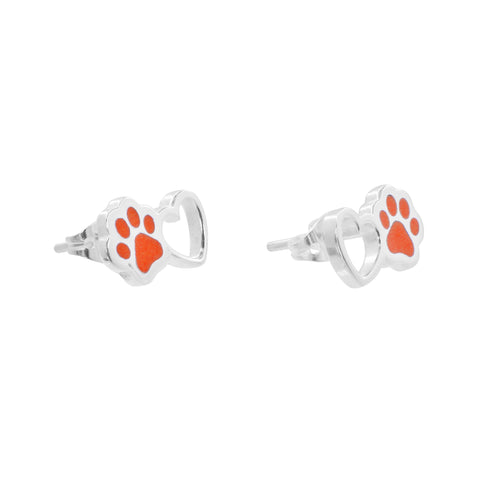 Aretes de huella naranja en plata de ley .925