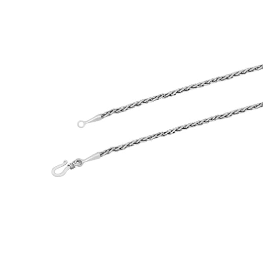 Cadena espiga con acabado oxidado en plata fina de ley