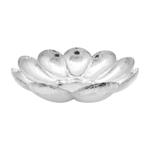 Centro de mesa flor acabado martillado en plata de ley