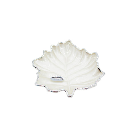 Centro de mesa diseño de hoja en plata