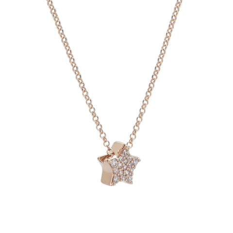 Collar estrella en plata con baño de oro rosa 18K con zirconia