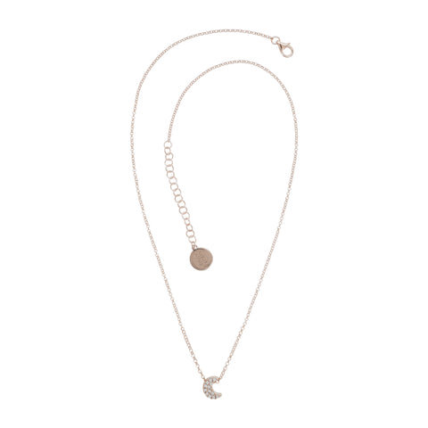 Collar media luna en plata con baño de oro rosa 18K con zirconia
