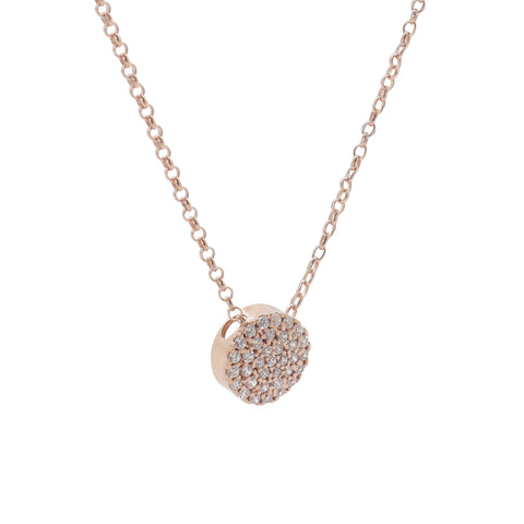 Collar círculo en plata con baño de oro rosa 18K con zirconia