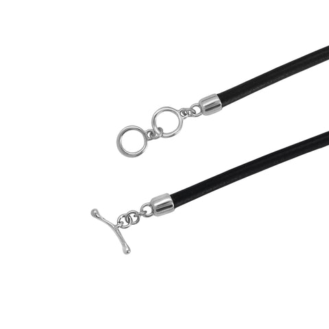 Collar de piel con esferas en piedra ámbar