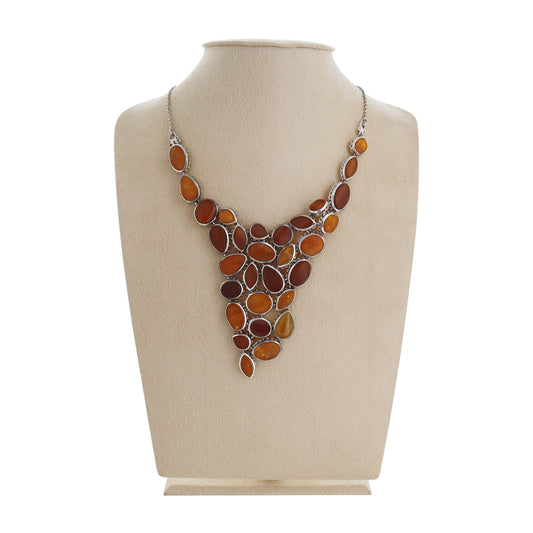 Collar cascada en plata de ley con piedra Ámbar