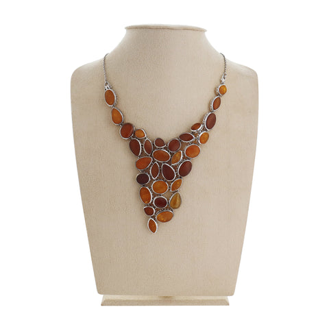 Collar cascada en plata de ley con piedra Ámbar