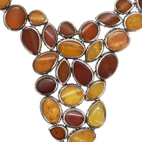 Collar cascada en plata de ley con piedra Ámbar