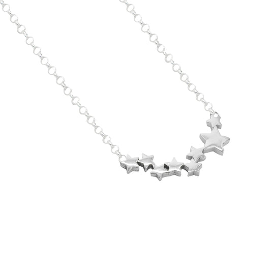 Collar liso con dije de estrellas en plata .925