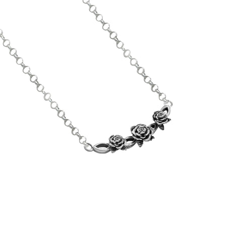 Collar de rosas acabado oxidado en plata .925