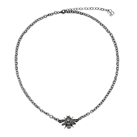 Collar de abeja acabado oxidado en plata .925