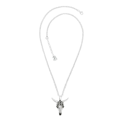 Collar cráneo de vaca en plata fina de ley