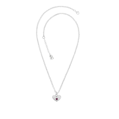 Collar con dije de corazón en plata de ley y zirconia rosa