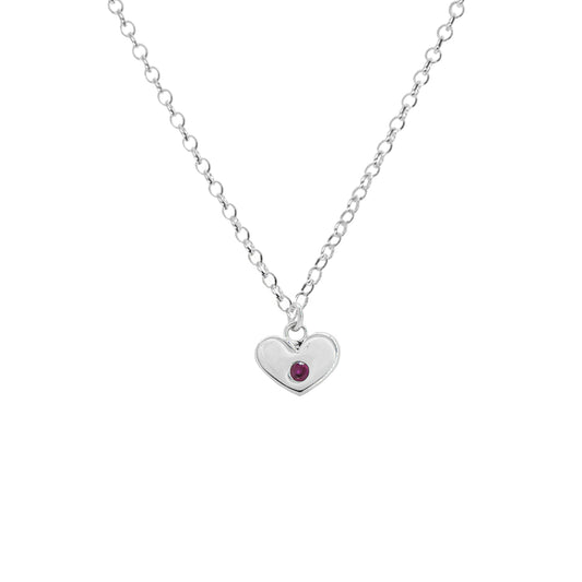 Collar con dije de corazón en plata de ley y zirconia rosa