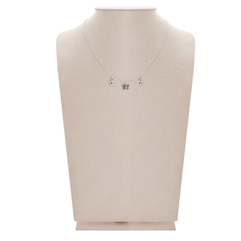Collar con mariposas y estrellas en plata de ley