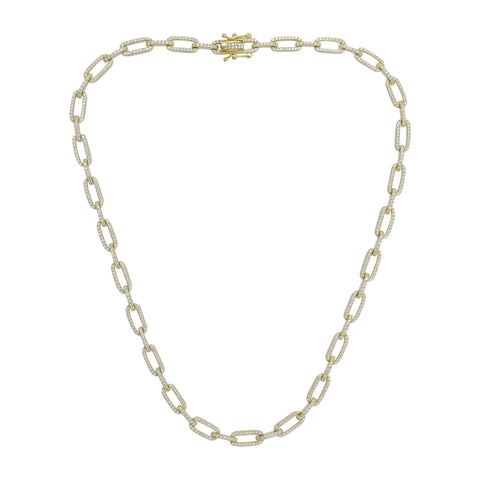 Collar eslabones en plata con baño de oro amarillo 14K con zirconia