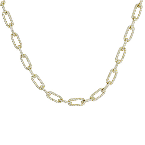 Collar eslabones en plata con baño de oro amarillo 14K con zirconia