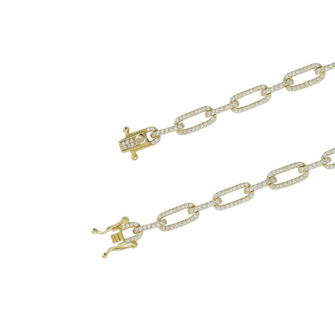 Collar eslabones en plata con baño de oro amarillo 14K con zirconia