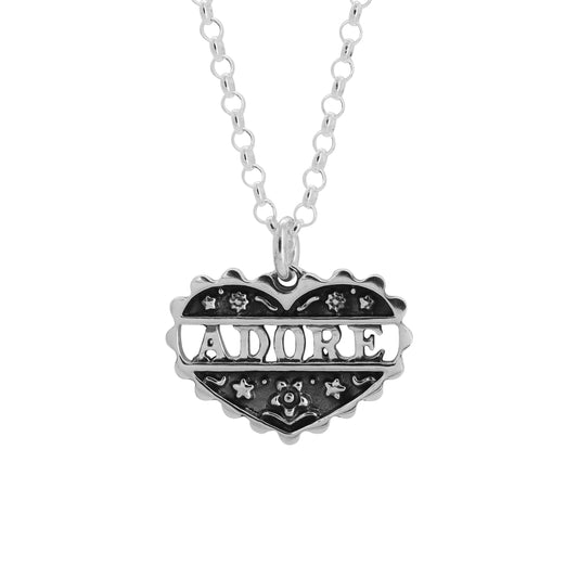 Collar adore en plata de ley acabado oxidado