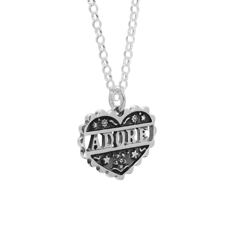 Collar adore en plata de ley acabado oxidado