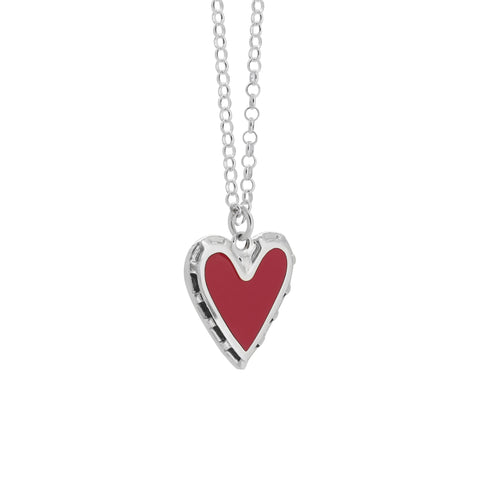 Collar corazón rojo en plata de ley