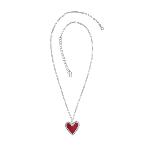 Collar corazón rojo en plata de ley