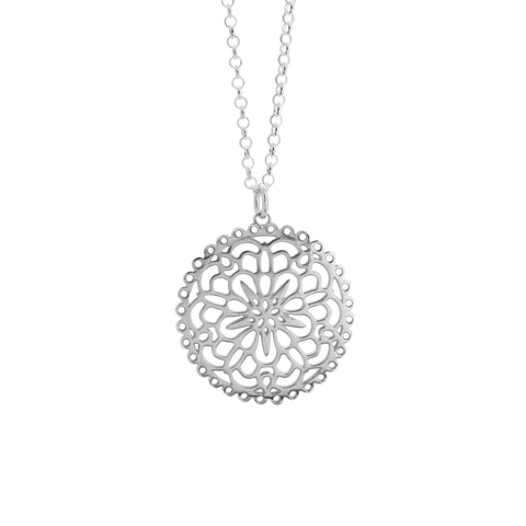 Collar mandala en plata de ley