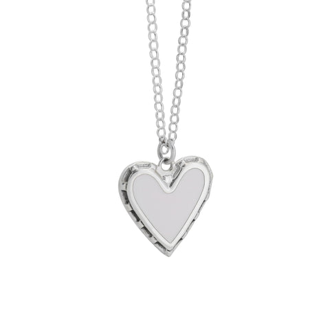 Collar corazón blanco en plata de ley