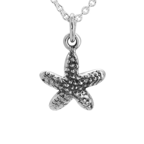 Collar estrella de mar en plata de ley acabado oxidado