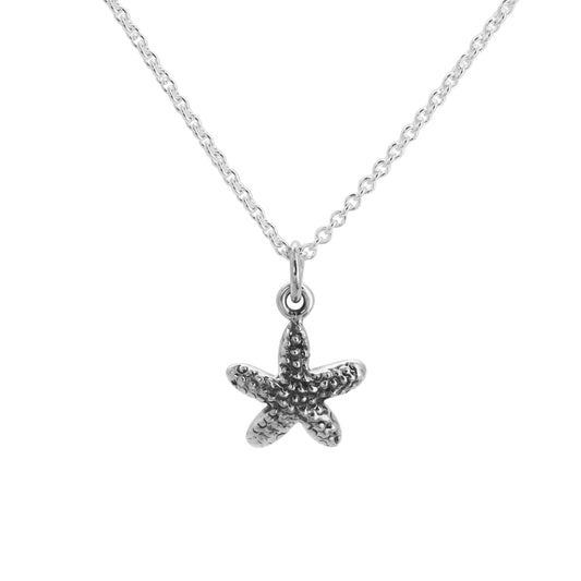 Collar estrella de mar en plata de ley acabado oxidado