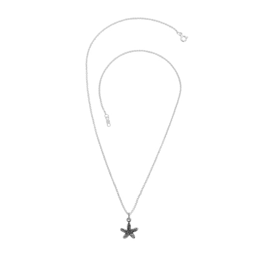Collar estrella de mar en plata de ley acabado oxidado