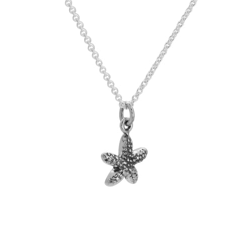 Collar estrella de mar en plata de ley acabado oxidado